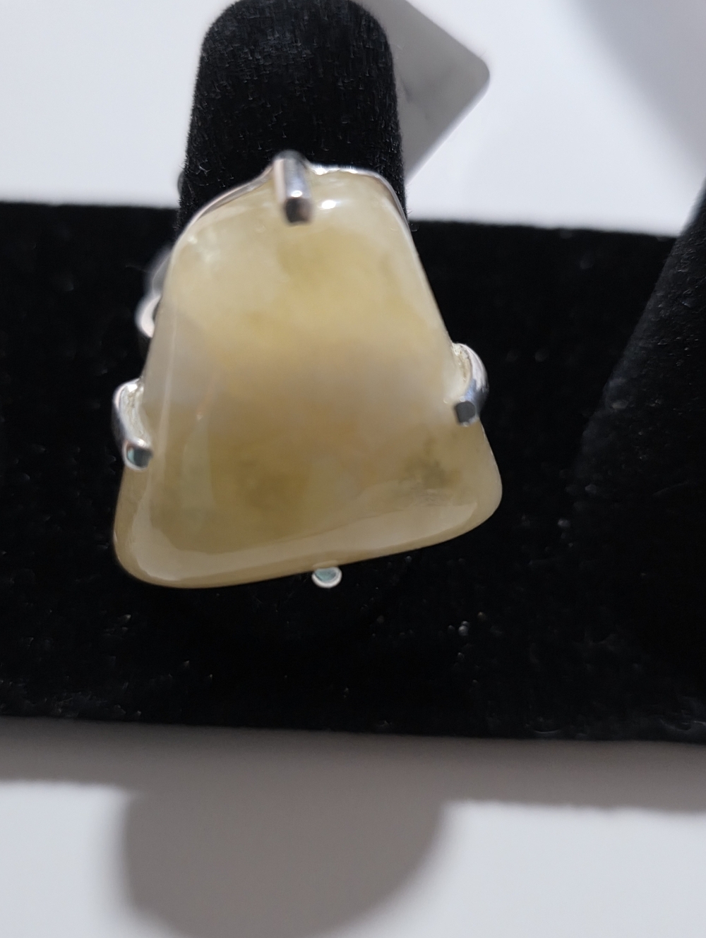 Yellow Honey Calcite Triangle Statement Ring.